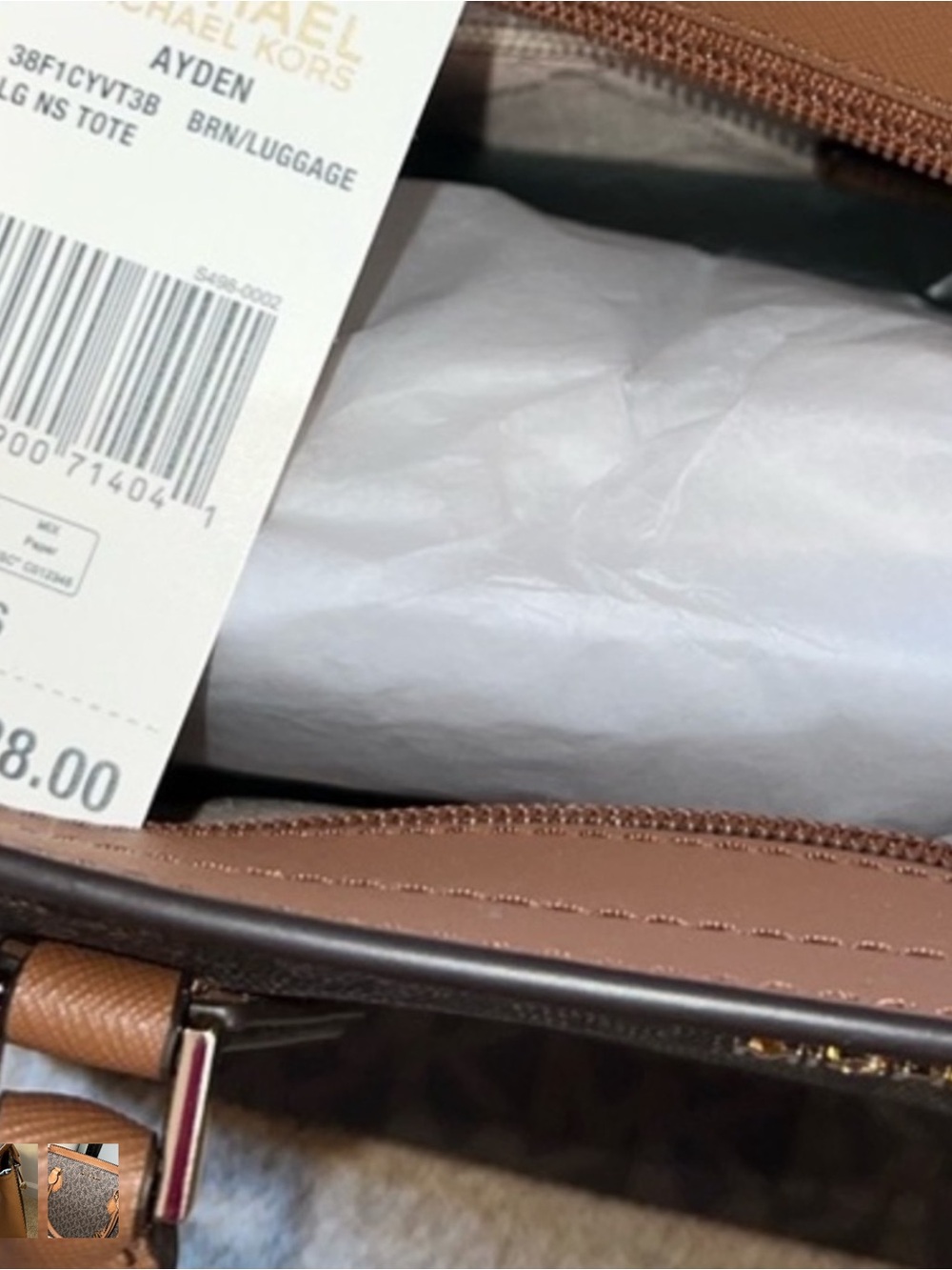 Michael Kors Brown Leather Crossbody Tote with Gold Hardware